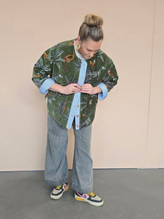 Mönstrad grön sammetsjacka